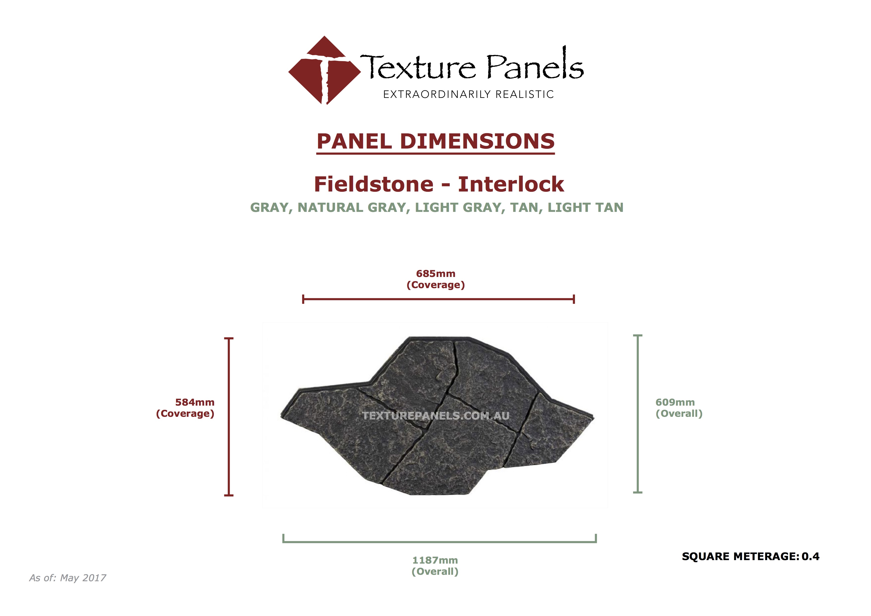 Fieldstone Interlocked - Dimensions